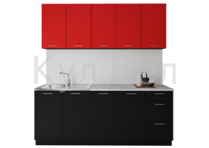Кухня Оля без стекла 2 м (красный/чёрный)
