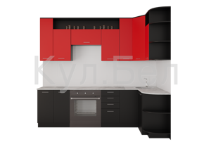 Кухня Виола ДСП (красный/чёрный)